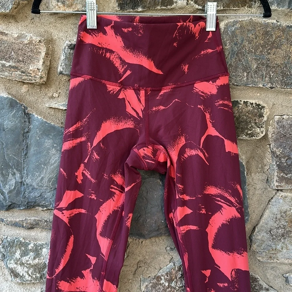 Lululemon Wunder Under High-Rise Tight Flower Pop Poppy Coral Deep Ruby Size 4